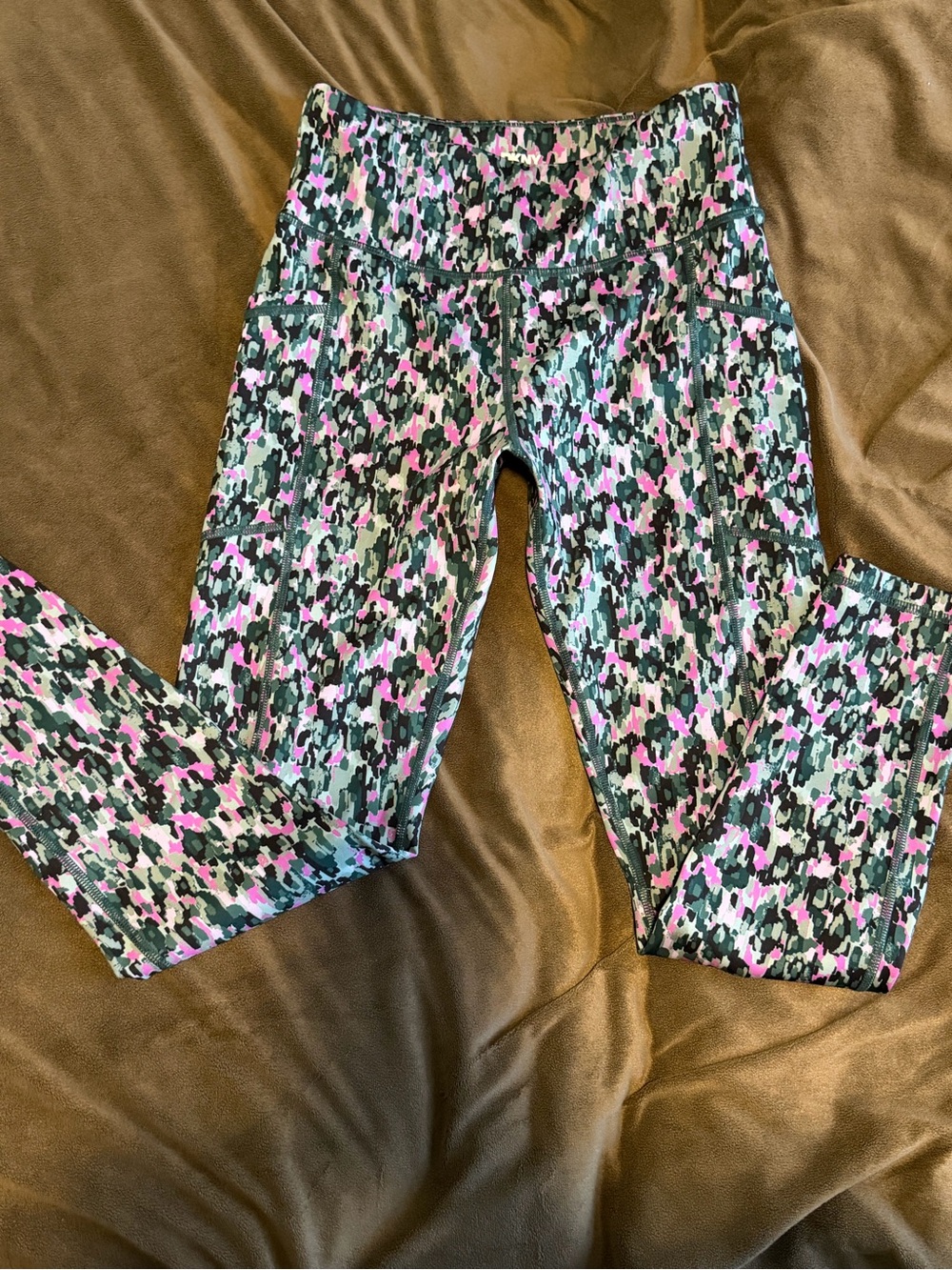 DKNY Sport Small Multicolor Abstract Print High-Rise Leggings